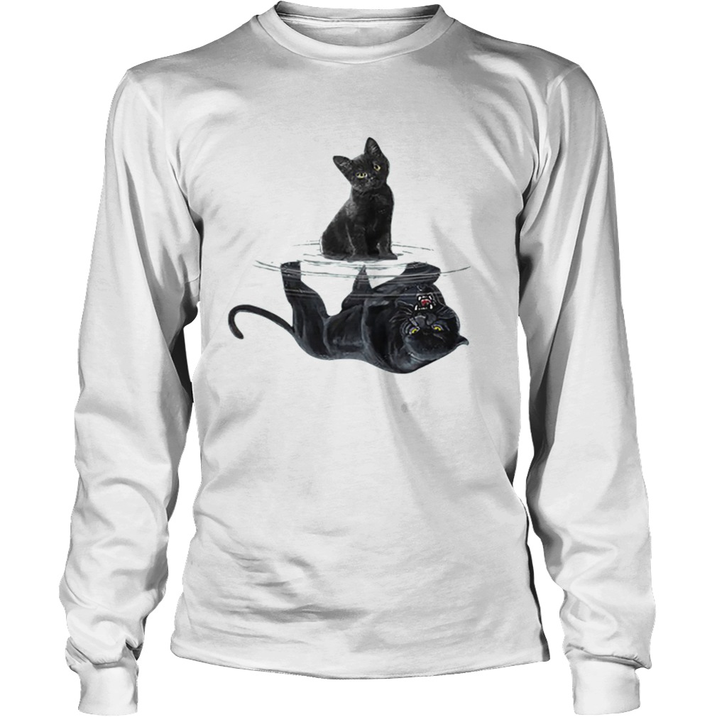 Black cat water mirror reflection black panther LongSleeve