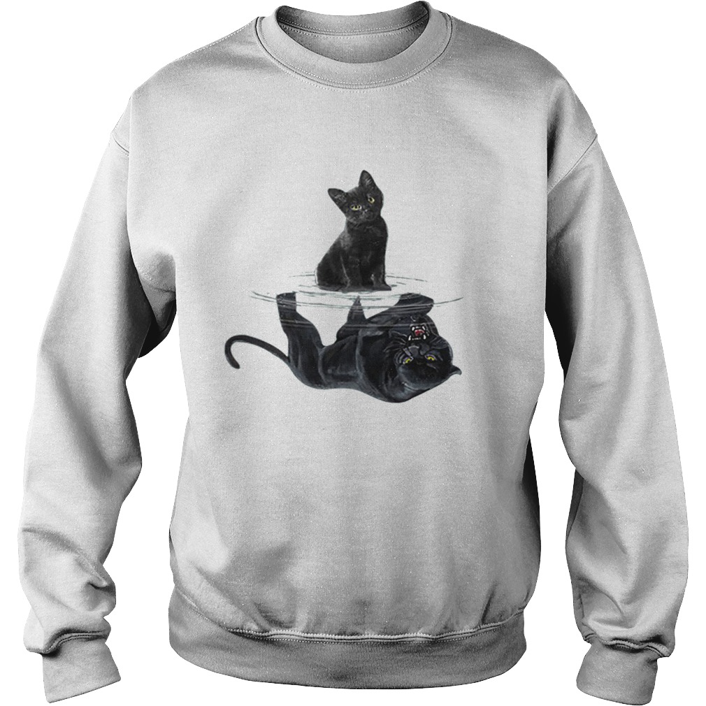 Black cat water mirror reflection black panther Sweatshirt