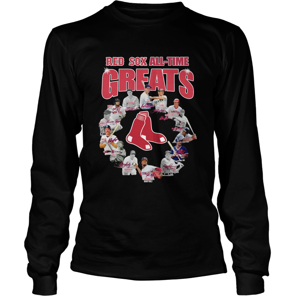 Boston Red Sox Alltime Greats Players Signatures LongSleeve