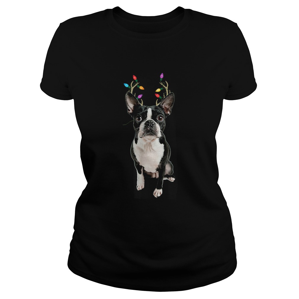 Boston Terrier Reindeer Christmas Dog Classic Ladies