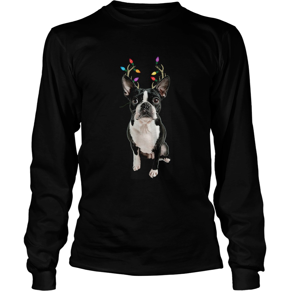 Boston Terrier Reindeer Christmas Dog LongSleeve