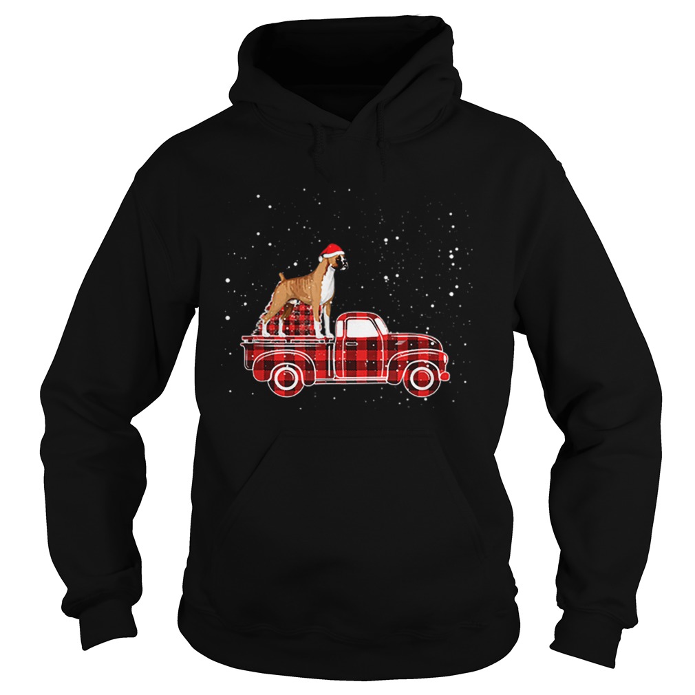 Boxer Buffalo Plaid Truck Xmas Boxer Christmas Hoodie