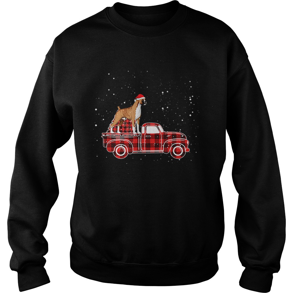 Boxer Buffalo Plaid Truck Xmas Boxer Christmas Sweatshirt