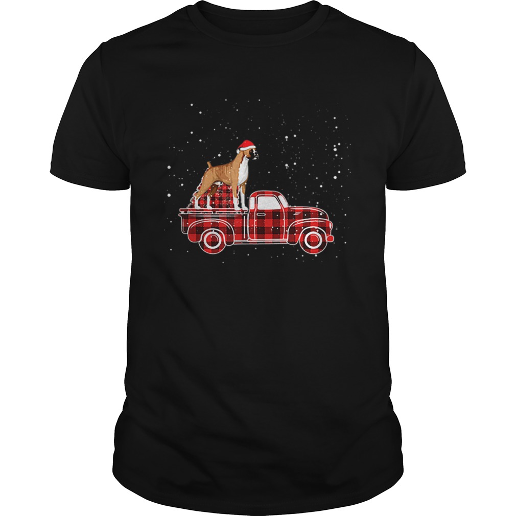 Boxer Buffalo Plaid Truck Xmas Boxer Christmas shirt