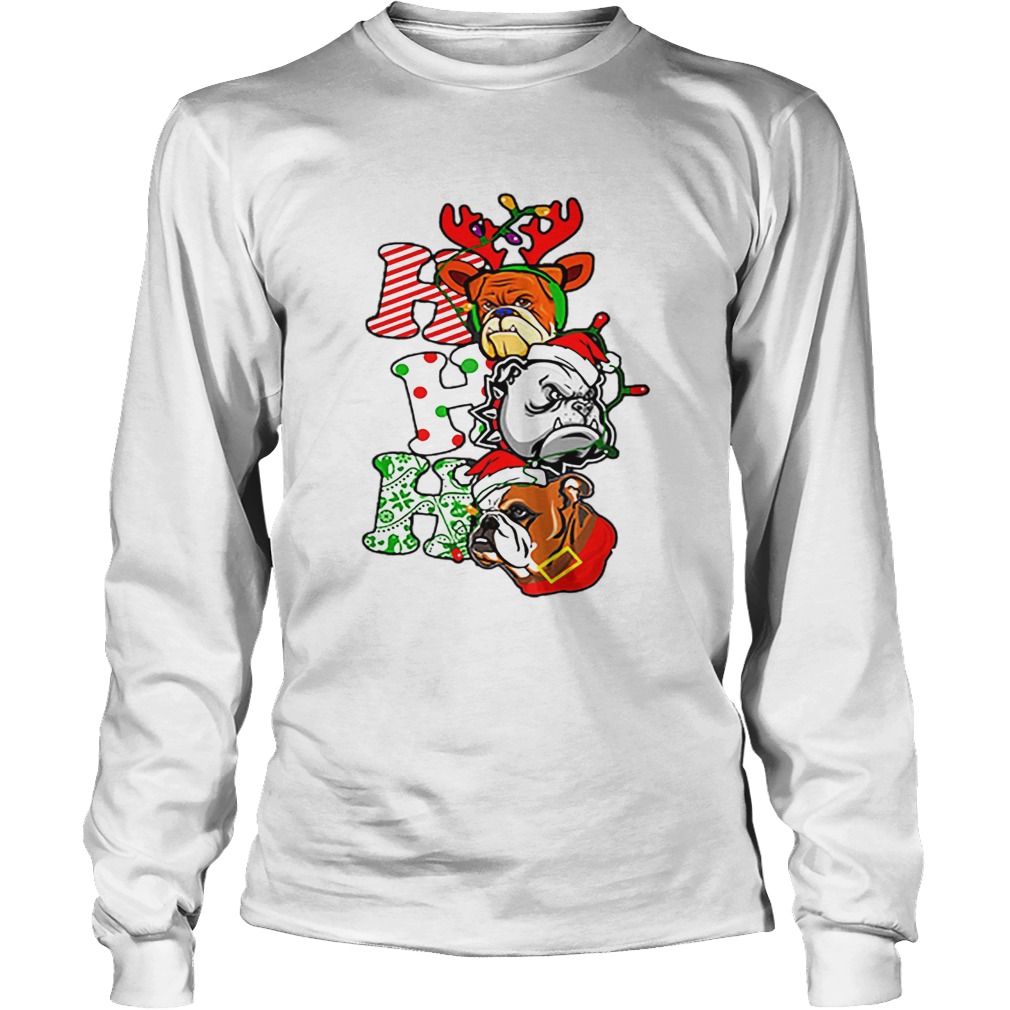 Bulldog Santa Ho Ho Ho Christmas LongSleeve