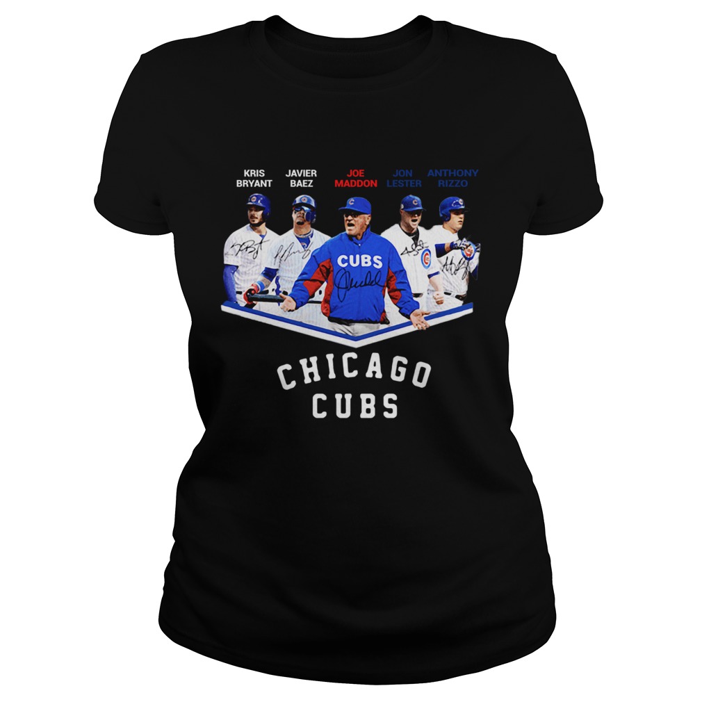 Chicago Cubs Kris Bryant Javier Baez Joe Maddon Jon Lester Anthony Rizzo Signatures Classic Ladies