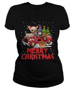 Chihuahua Rides Red Truck Merry Christmas Pajama  Classic Ladies