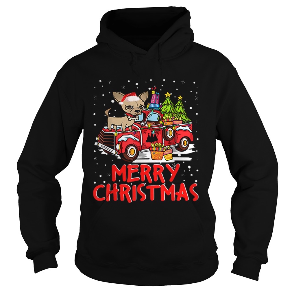 Chihuahua Rides Red Truck Merry Christmas Pajama Hoodie