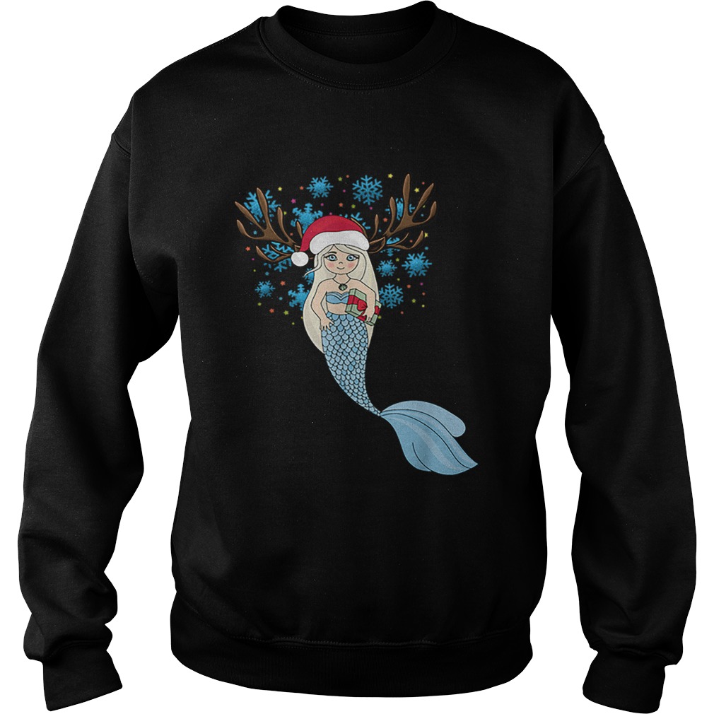 Christmas Mermaids Santa HatReindeer Antlers Gift Sweatshirt