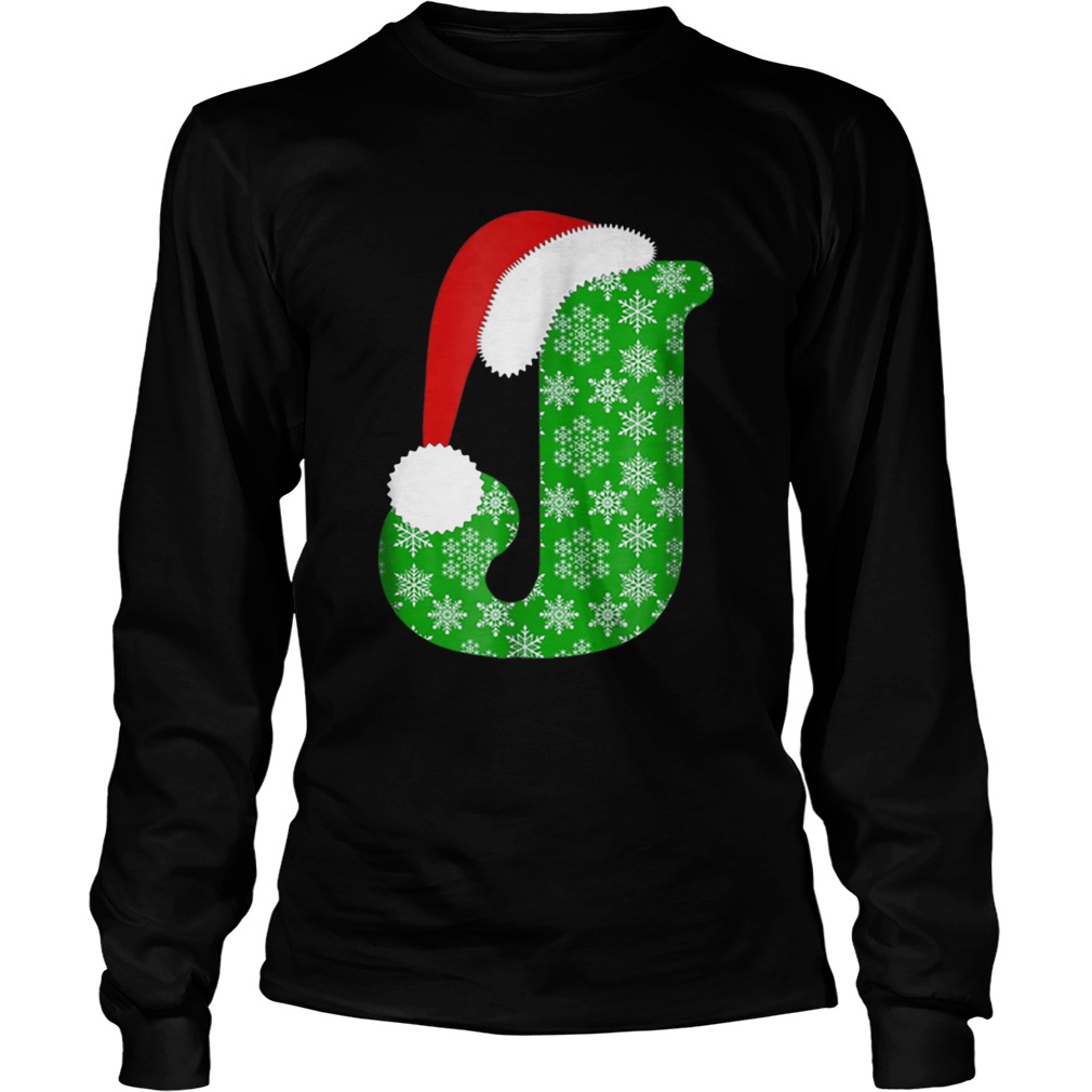 Christmas Santa Monogram Letter J Holiday LongSleeve