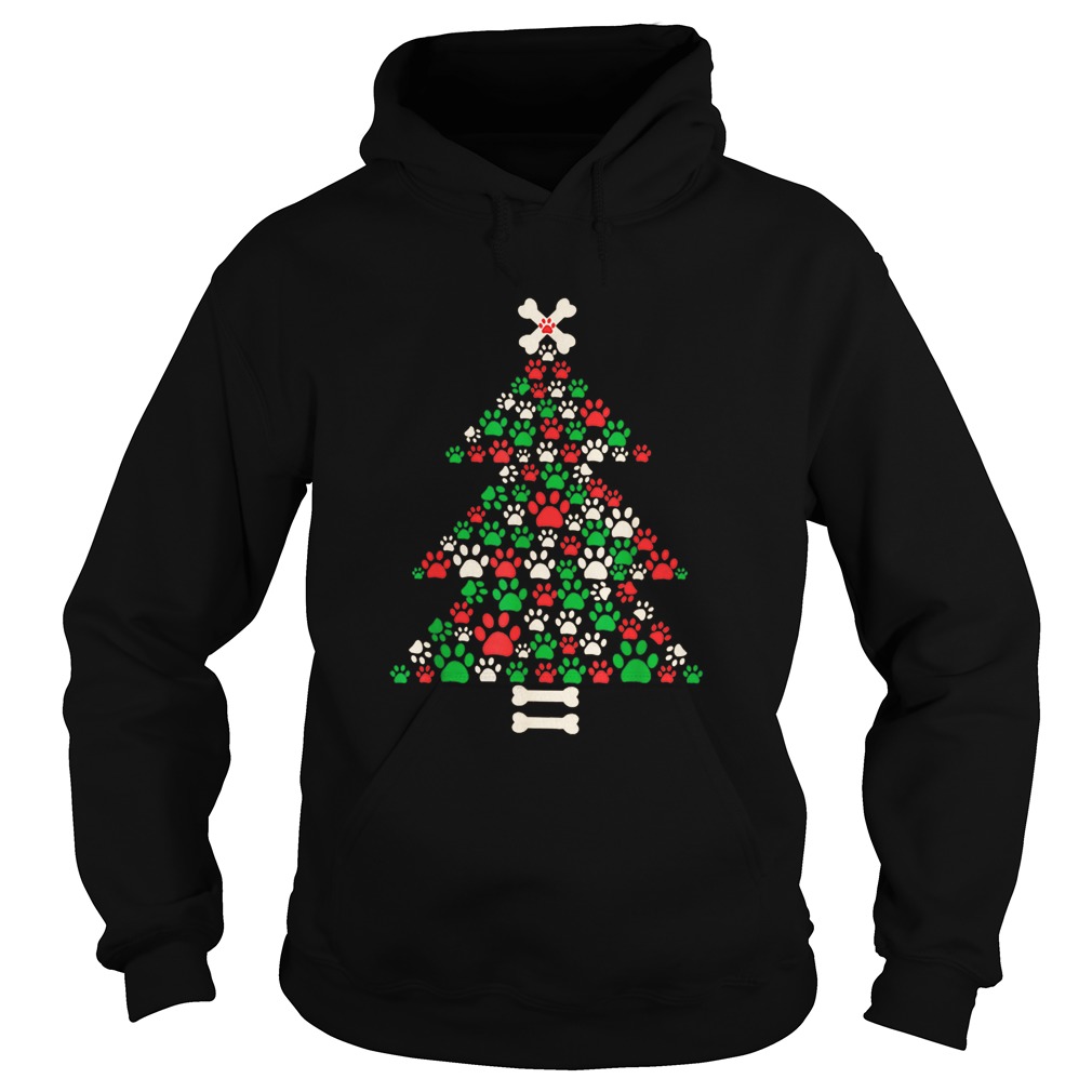 Christmas Tree Made Of Bones And Paw Prints Hoodie