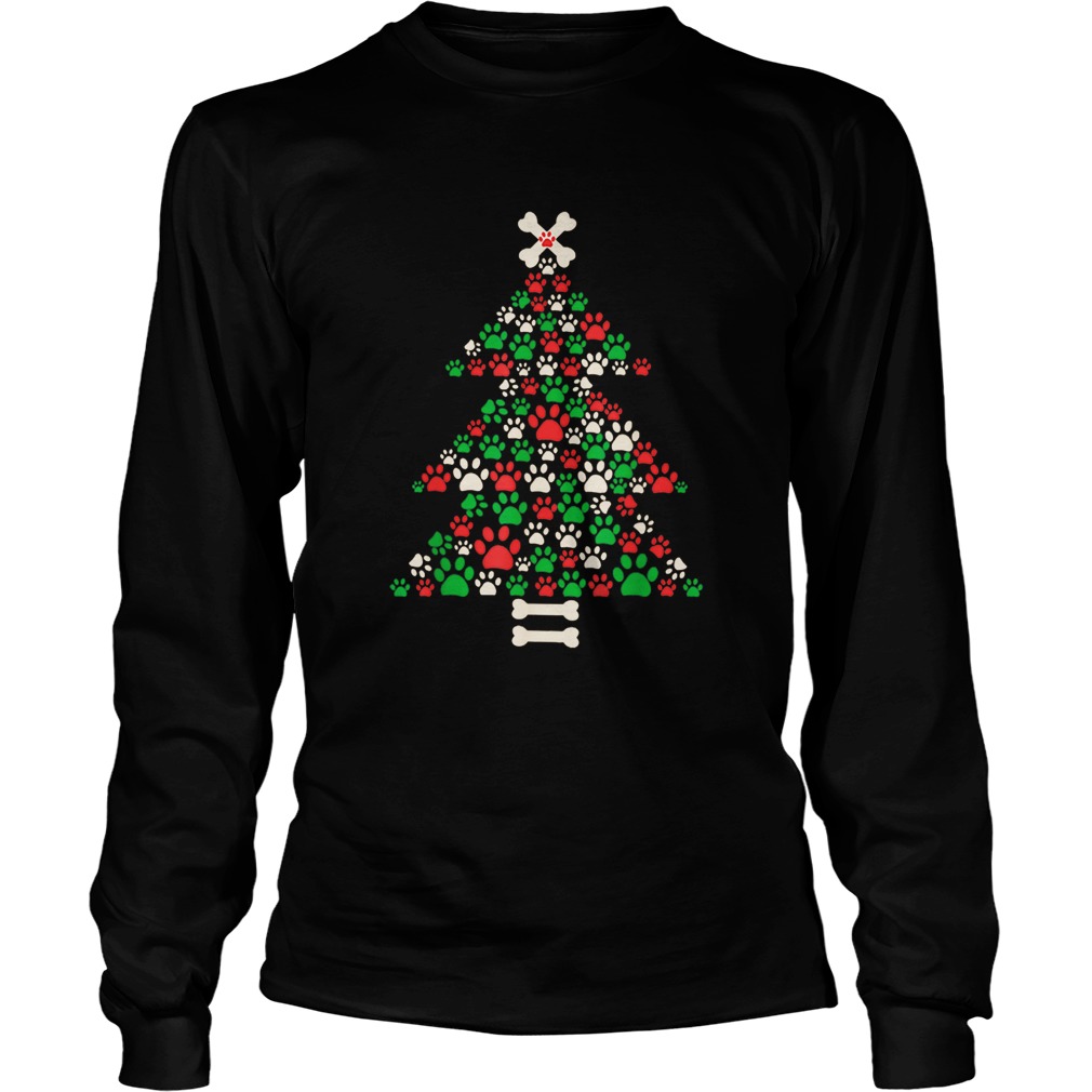 Christmas Tree Made Of Bones And Paw Prints LongSleeve