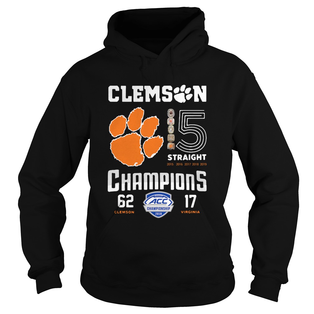 Clemson Tigers football 5 Straight 2019 Champions Hoodie