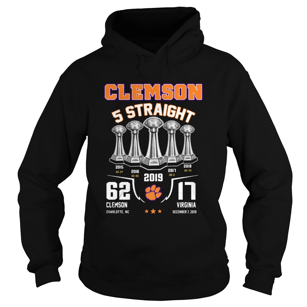 Clemson tigers football 5 Straight 2019 Hoodie