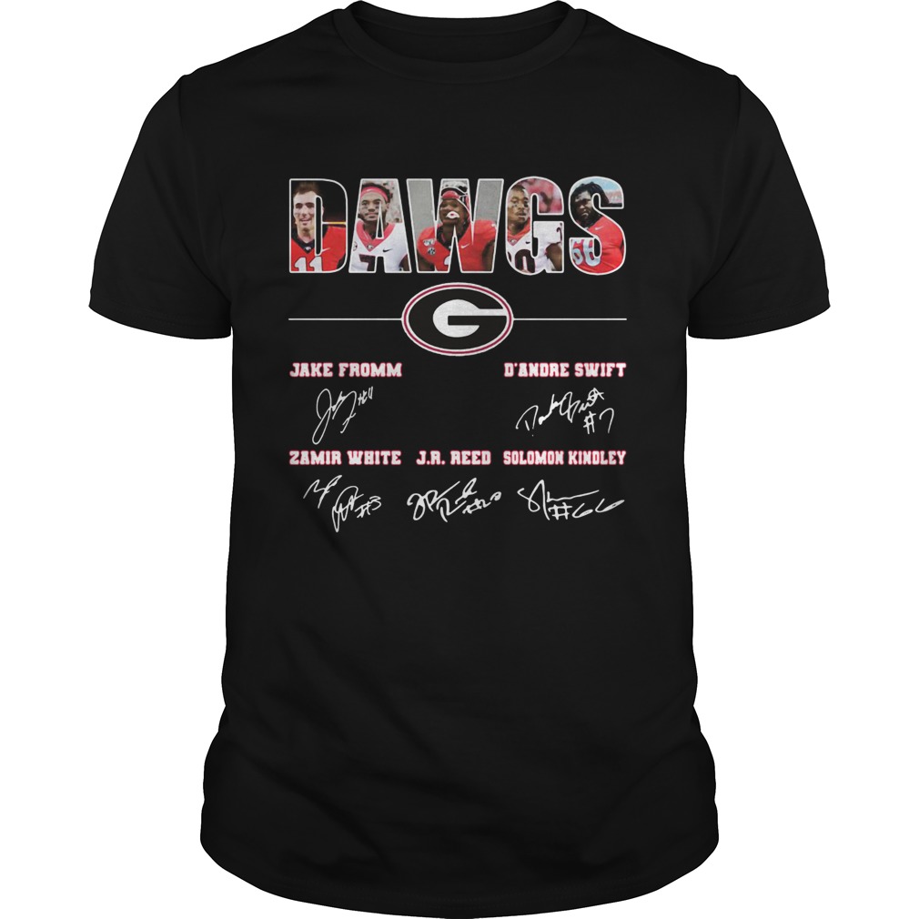 DAWGS Jake Fromm DAndre Swift J R Reed Georgia Bulldogs football players signatures shirt