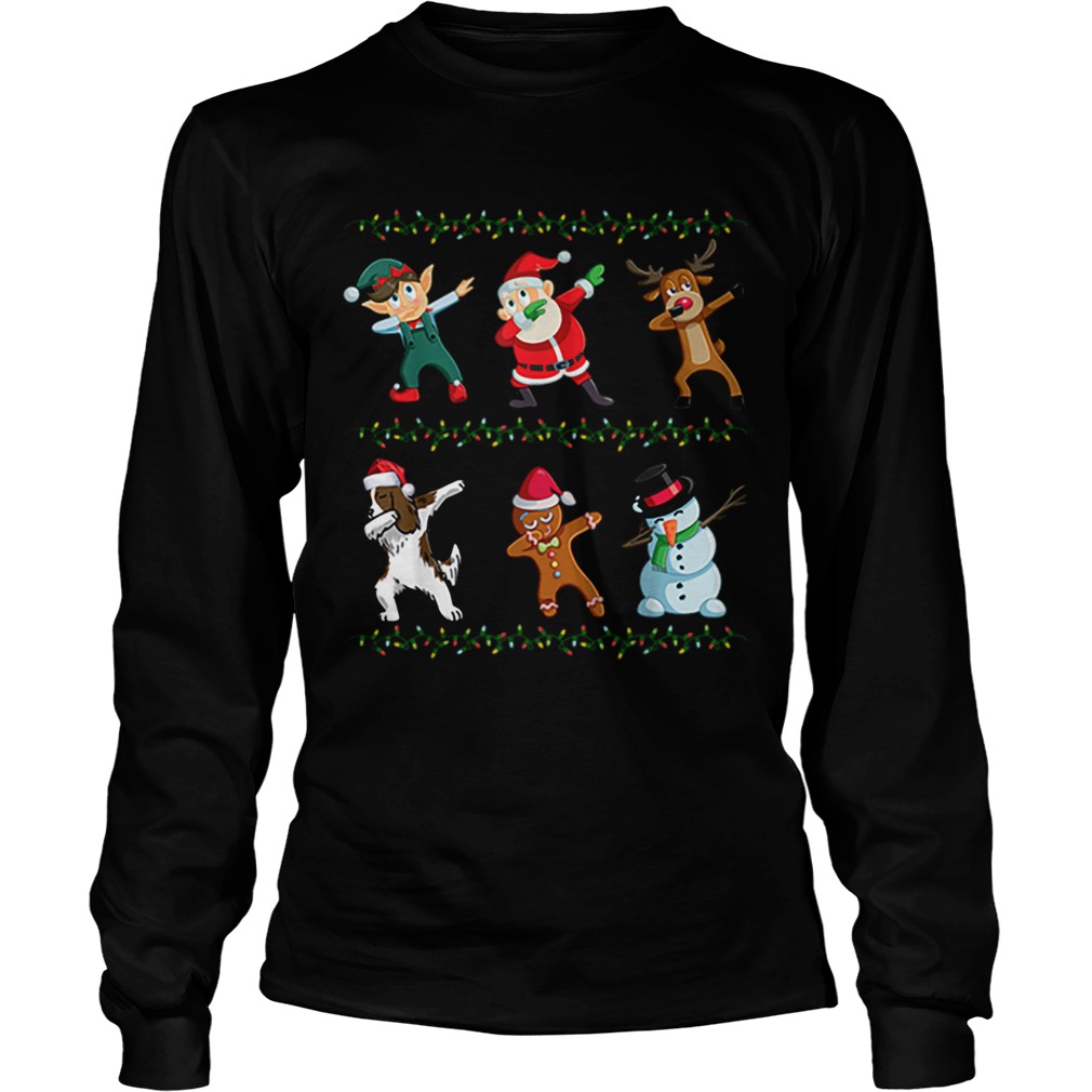 Dabbing Santa Springer Spaniel And Friends Christmas LongSleeve