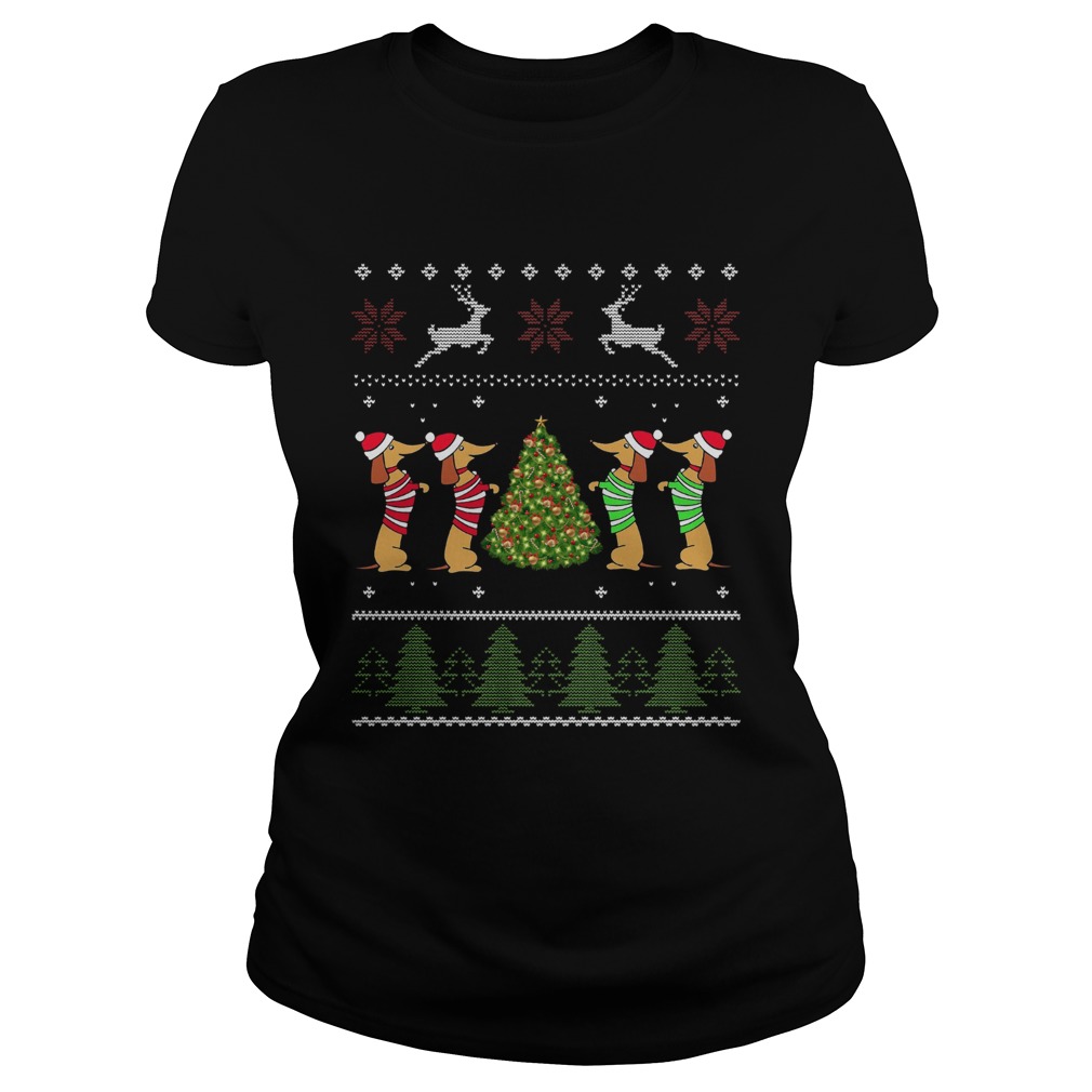 Dachshund Christmas Tree Ugly Xmas Classic Ladies