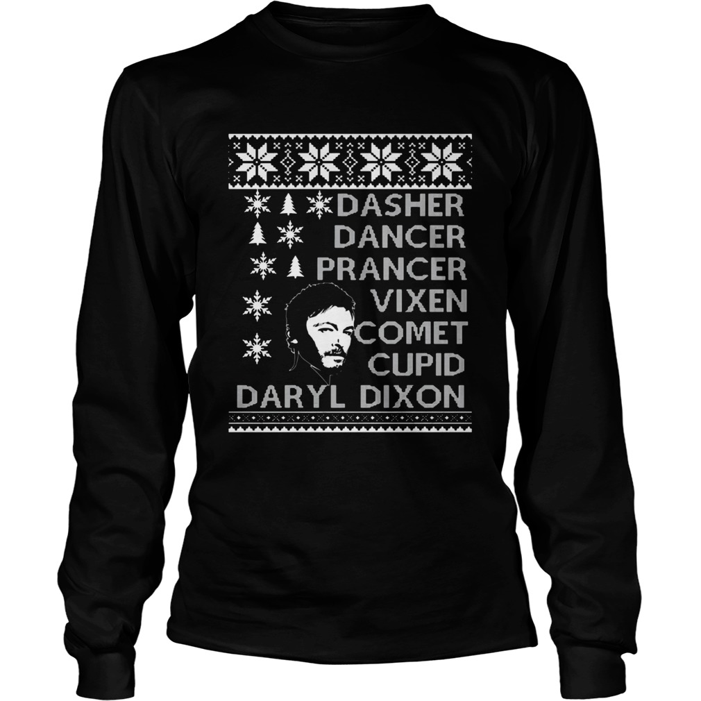 Dasher Dancer Prancer Vixen Comet Cupid Daryl Dixon Christmas LongSleeve