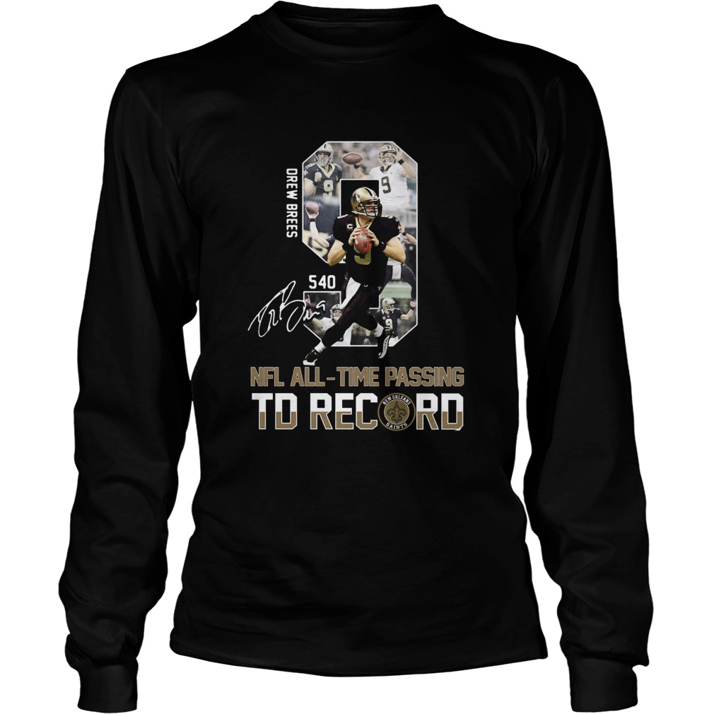 Drew Brees 540 NFL AllTime Passing TD Record Signature LongSleeve