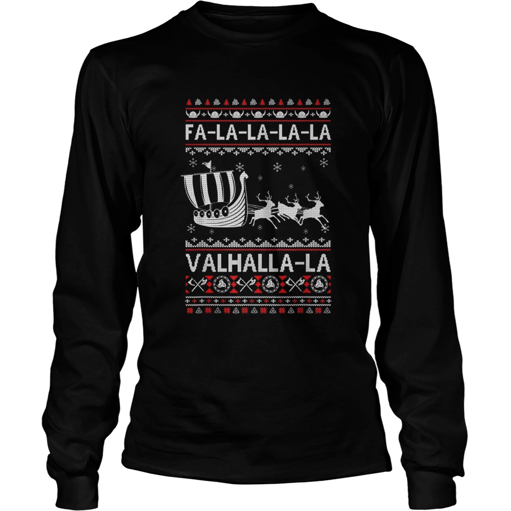 Fa La La Valhalla Viking Ship Ugly Christmas LongSleeve