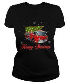 Firefighter Christmas Tee Tree On Truck Fire Xmas  Classic Ladies