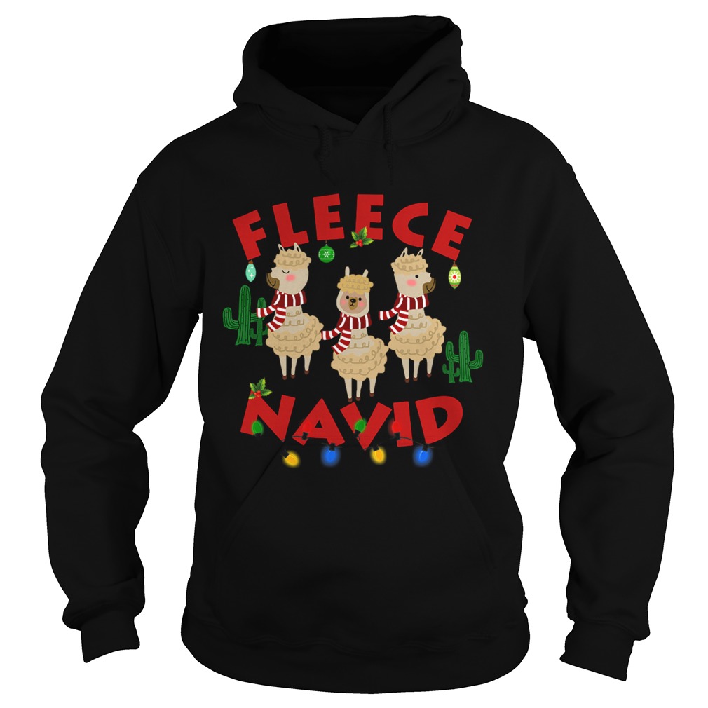 Fleece Navidad Llama Christmas Lights Hoodie