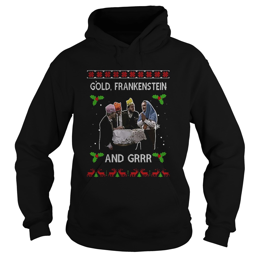 Gold Frankenstein and grrr Ugly Xmas Christmas Hoodie