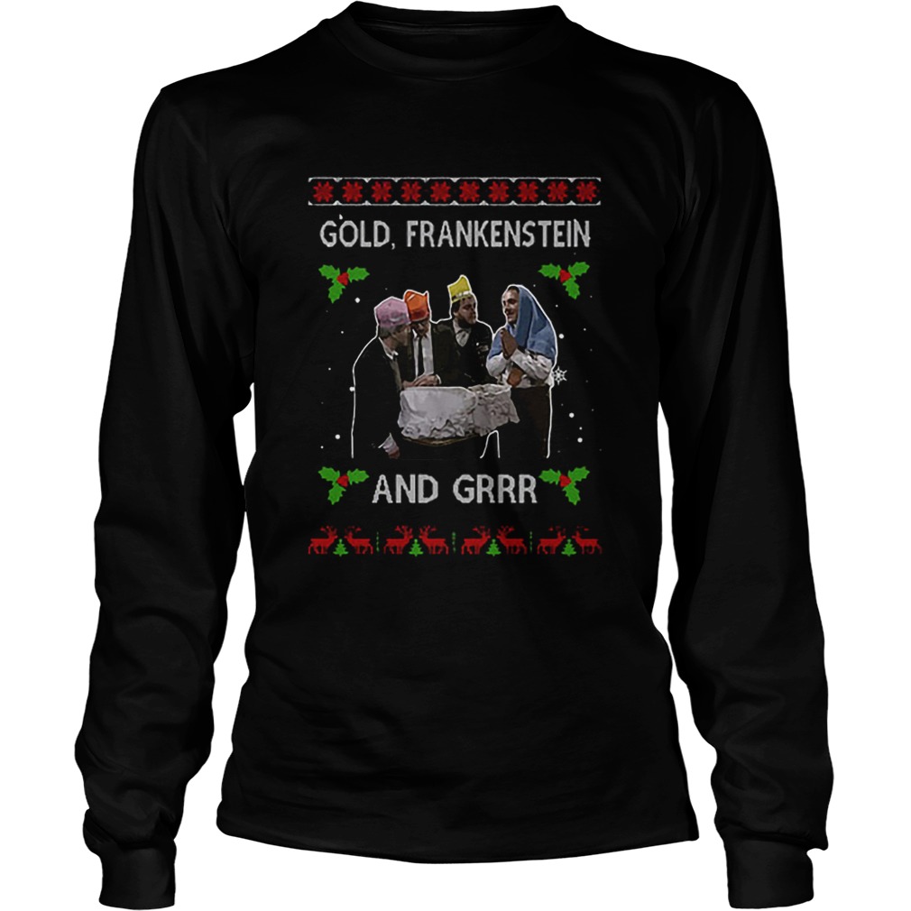 Gold Frankenstein and grrr Ugly Xmas Christmas LongSleeve