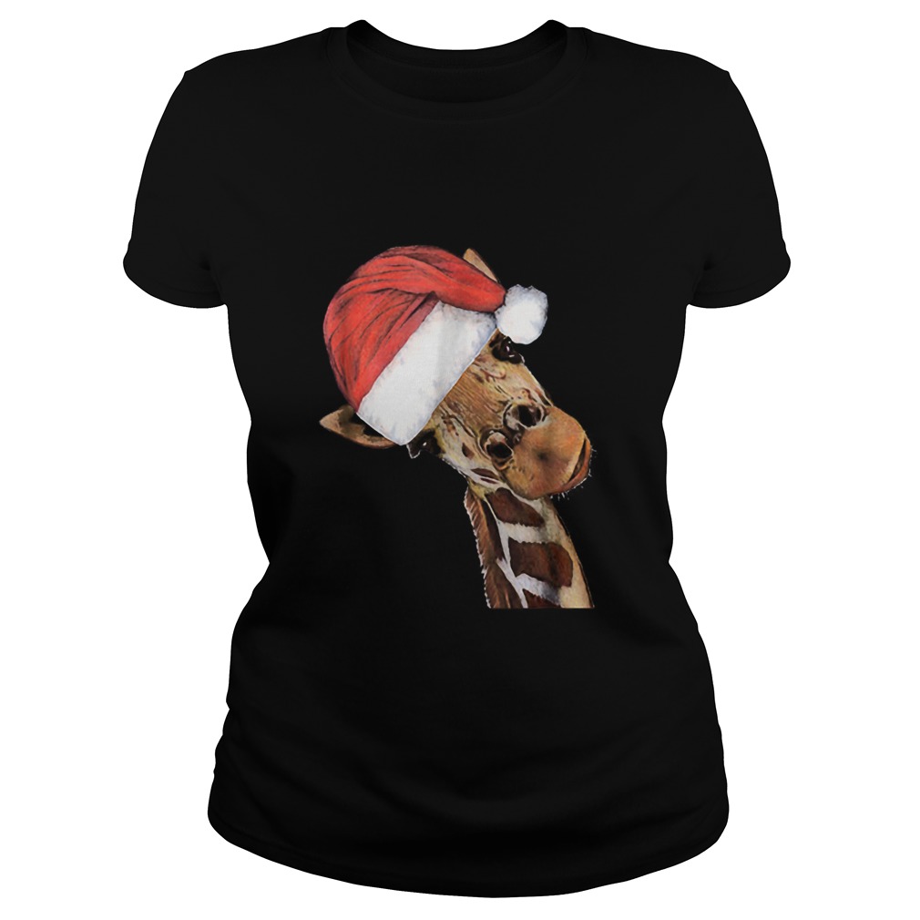 Good Time Giraffe In Santa Christmas Hat Classic Ladies