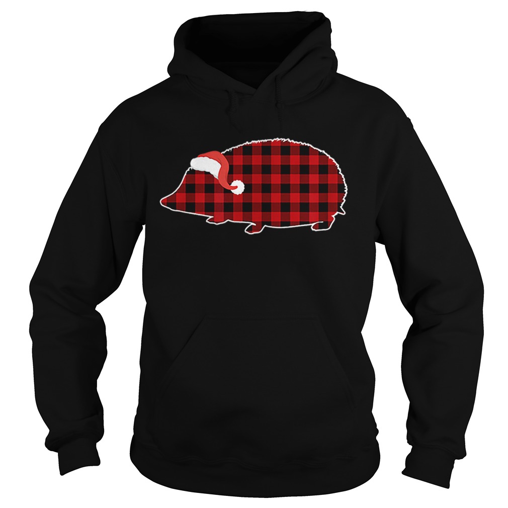 Hedgehog Christmas Buffalo Plaid Pajamas Hoodie