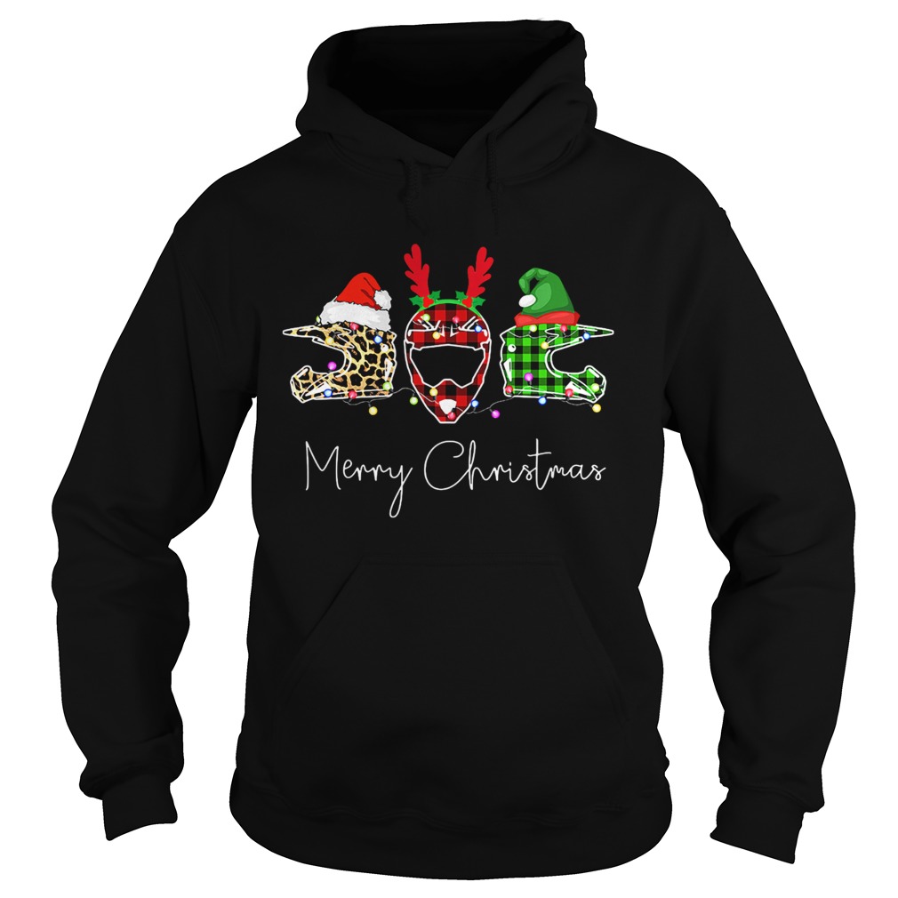 Helmets Leopard Plaid Printed Merry Christmas Hoodie