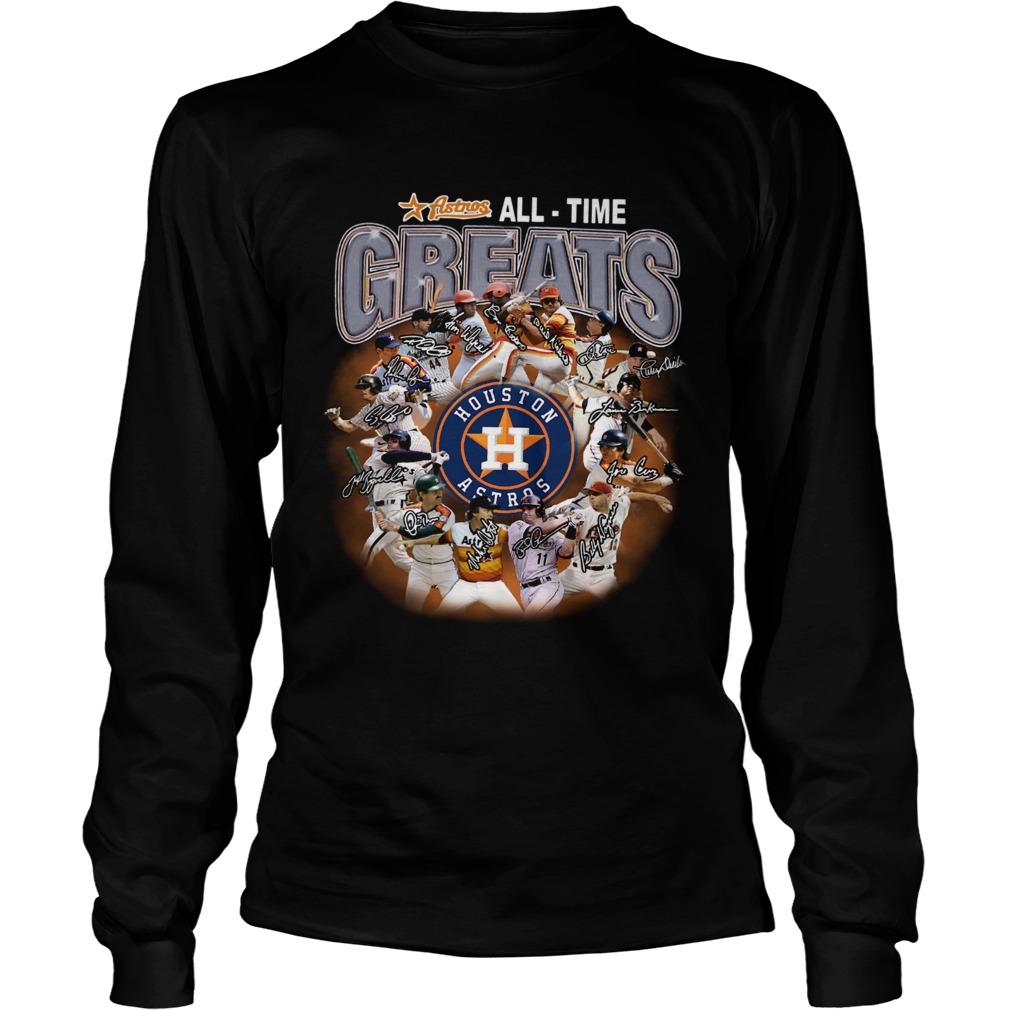 Houston Astros all time greats players signatures LongSleeve