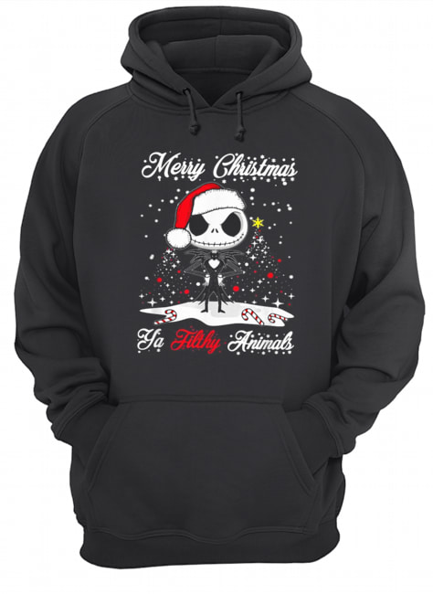 Jack Skellington Merry Christmas Ya filthy animals Christmas Unisex Hoodie