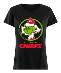 Kansas City Chiefs NFL Christmas Grinch Santa I Hate People But I Love My Chiefs  Classic Women's T-shirt