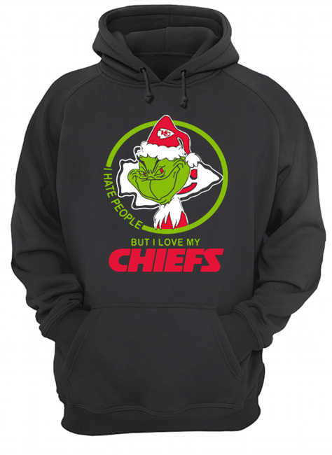 Kansas City Chiefs NFL Christmas Grinch Santa I Hate People But I Love My Chiefs Unisex Hoodie