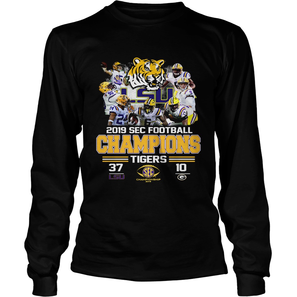 LSU Tigers 37 Georgia Bulldogs 10 Score 2019 SEC Champions LongSleeve