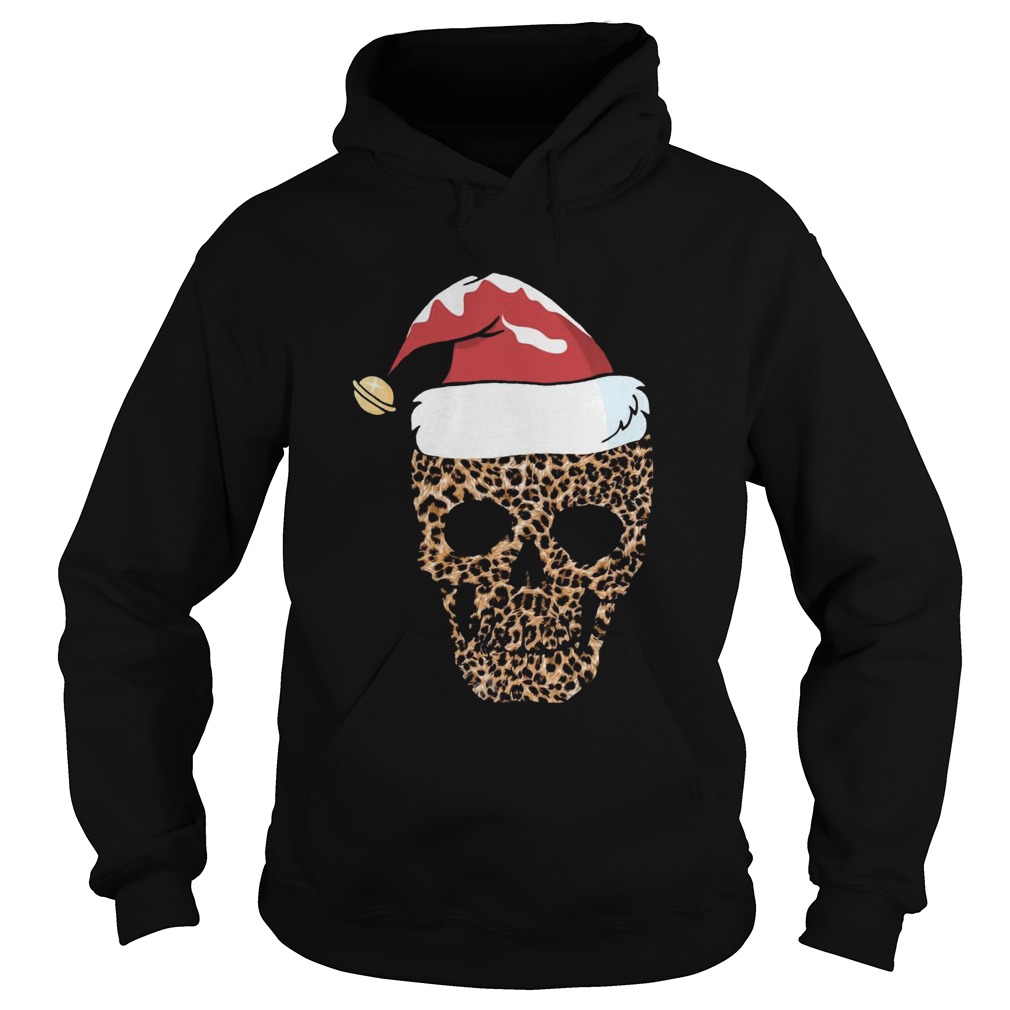 Leopard skull Santa hat Christmas Hoodie