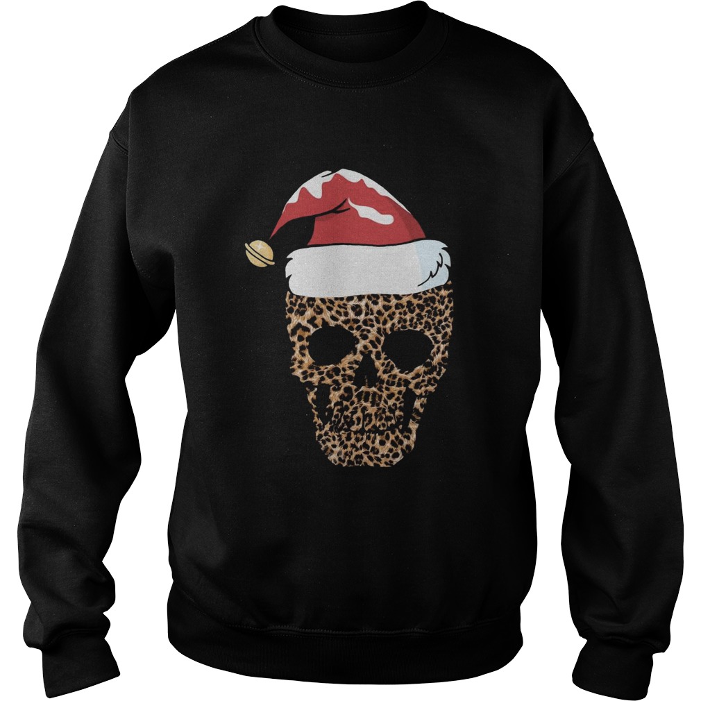 Leopard skull Santa hat Christmas Sweatshirt