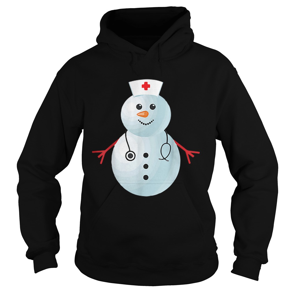 Medical Scrub Top Nurses Hat Wearing Snowman Hoodie