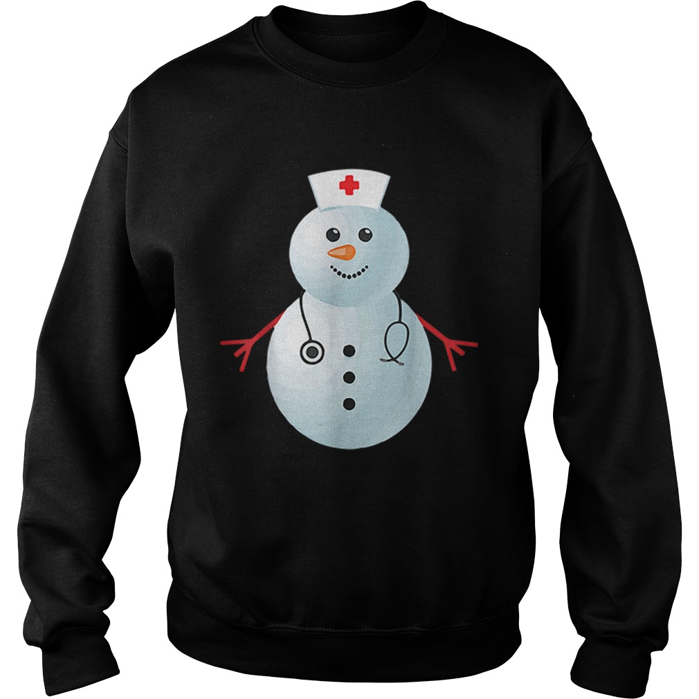 Medical Scrub Top Nurses Hat Wearing Snowman Sweatshirt