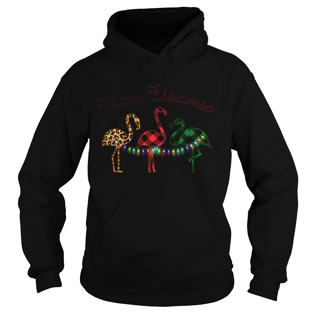 Merry Christmas Flamingo Lumberjack Hoodie