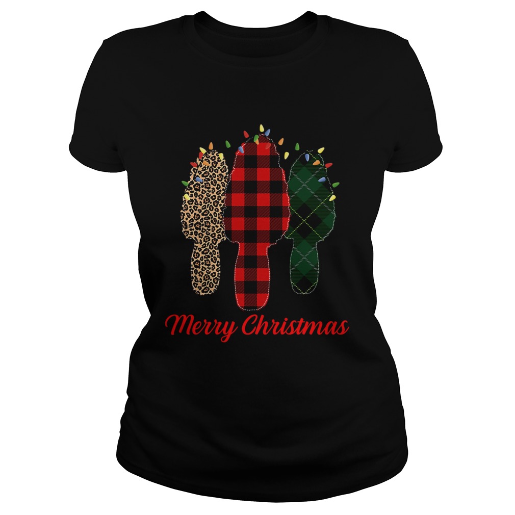 Merry Christmas Morel Buffalo Plaid Gift For Mushroom Hunting Classic Ladies