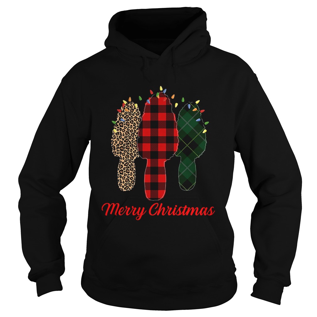 Merry Christmas Morel Buffalo Plaid Gift For Mushroom Hunting Hoodie