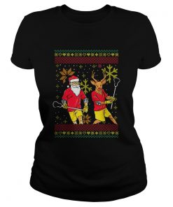 Merry Laxmas Christmas Lacrosse Player Reindeer Santa Claus Ugly  Classic Ladies