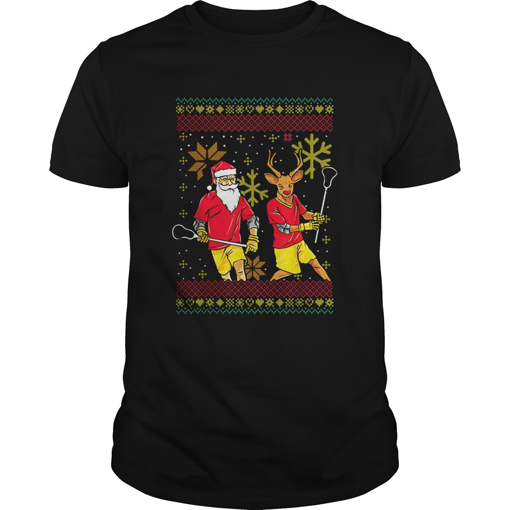 Merry Laxmas Christmas Lacrosse Player Reindeer Santa Claus Ugly shirt