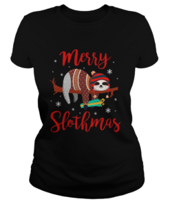 Merry Slothmas Sloth In Santa Hat Christmas  Classic Ladies