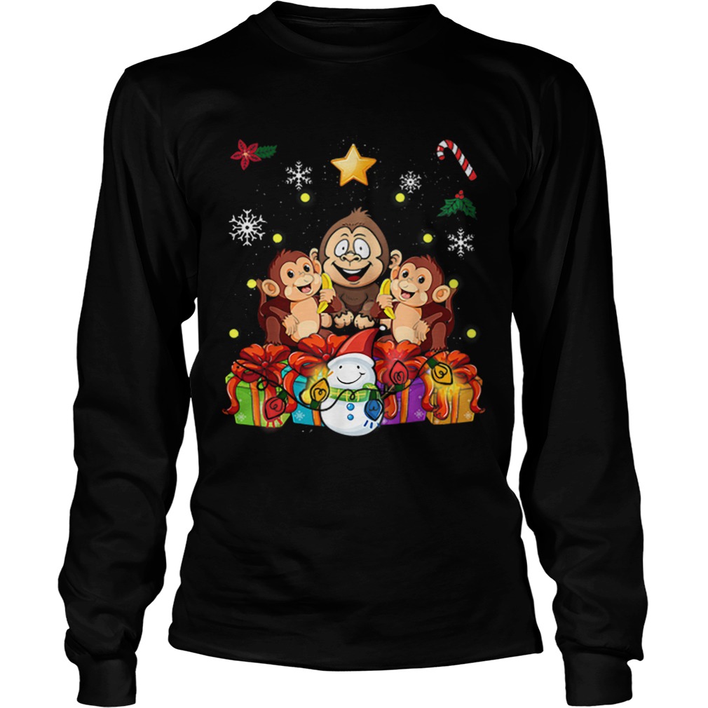 Monkey Christmas Tree Cute Decor LongSleeve