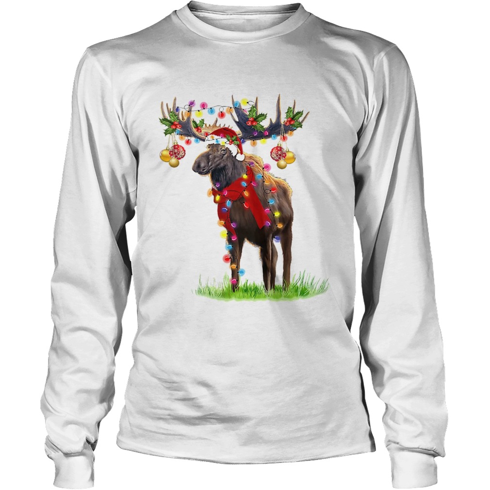 Moose santa gorgeous reindeer Christmas light LongSleeve