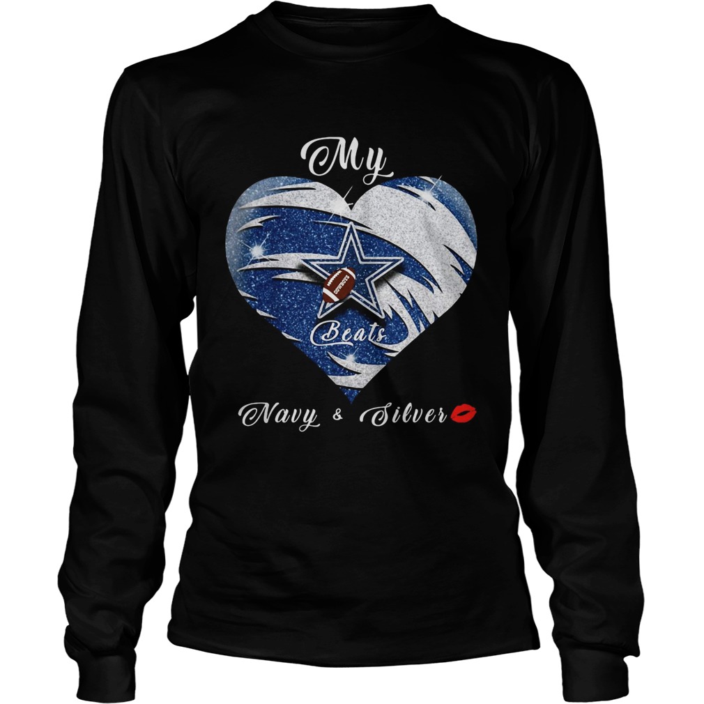 My Dallas Cowboys NavySilver Heart Beats LongSleeve