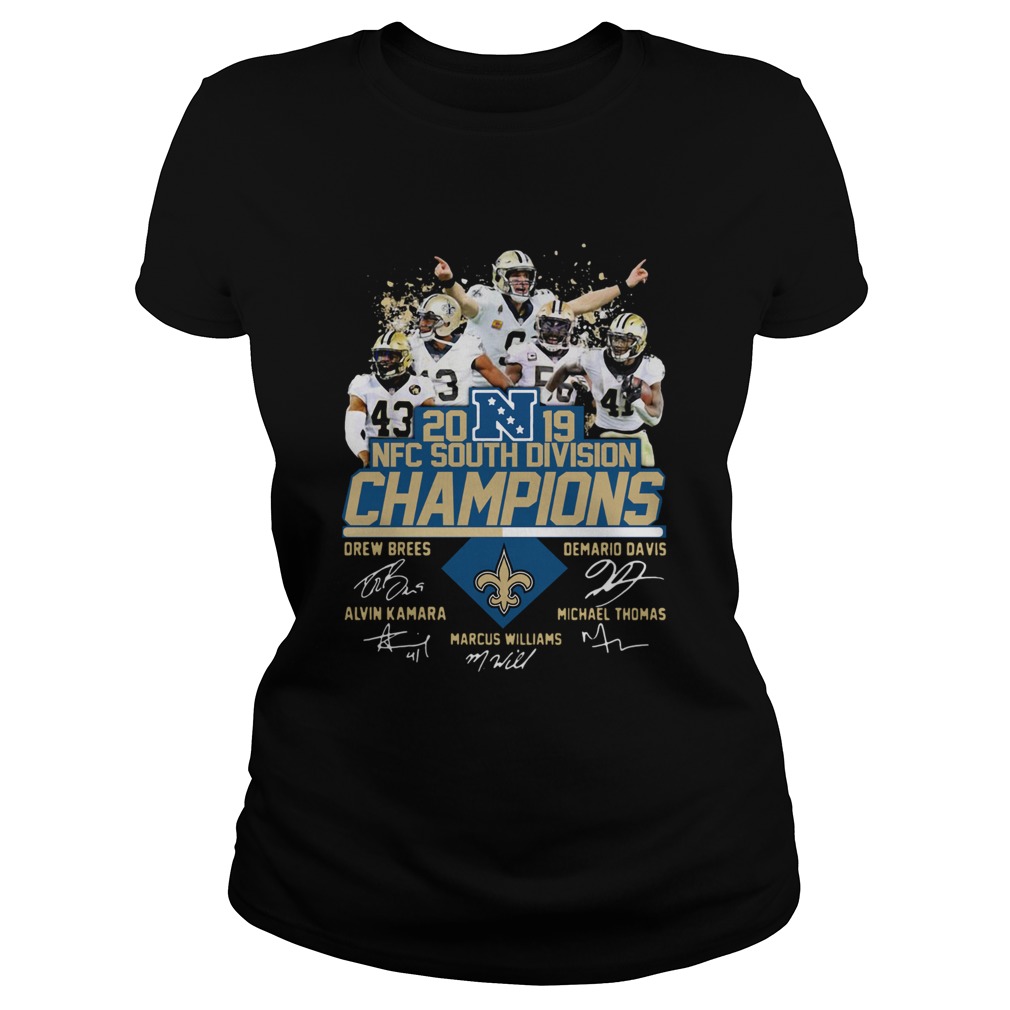 New Orleans Saints 2019 NFC South Division Champions players signature Classic Ladies